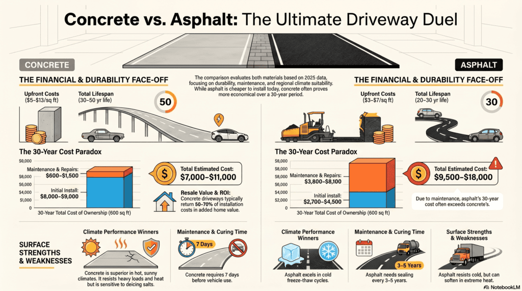 Concrete vs asphalt driveways