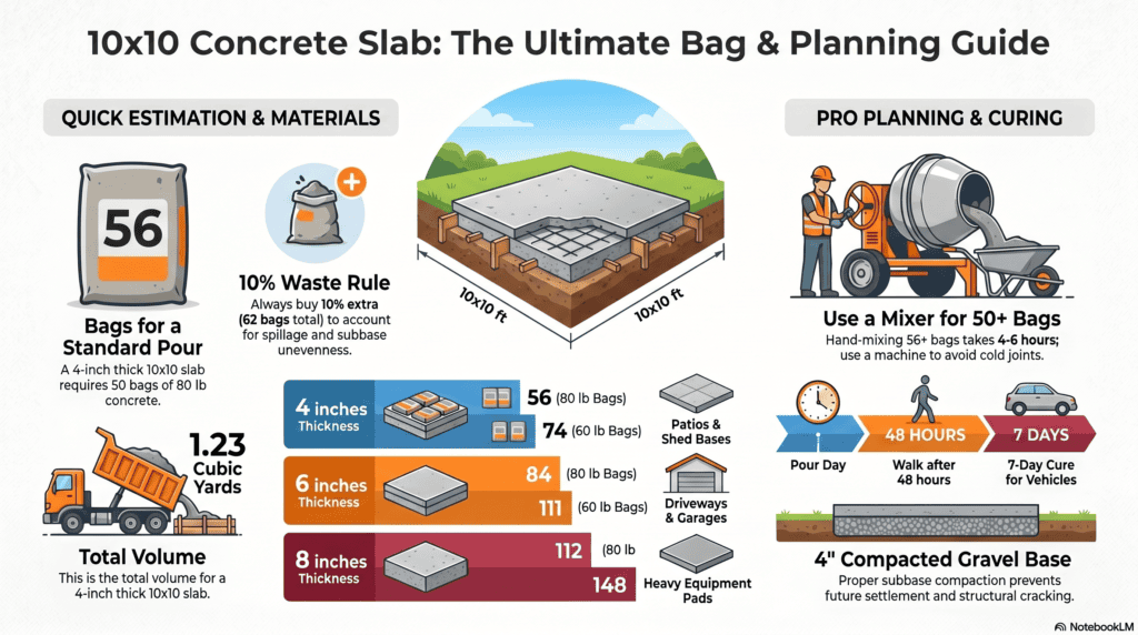 How Many Bags of Concrete for a 10×10 Slab