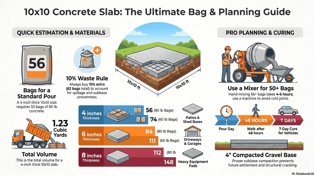 How Many Bags of Concrete for a 10×10 Slab