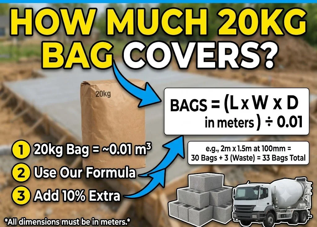 How much will a 20kg bag of concrete cover