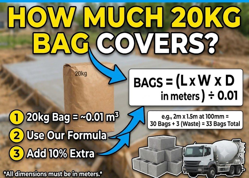 How much will a 20kg bag of concrete cover